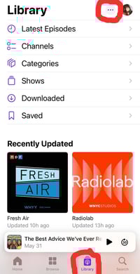 Podcasts app library